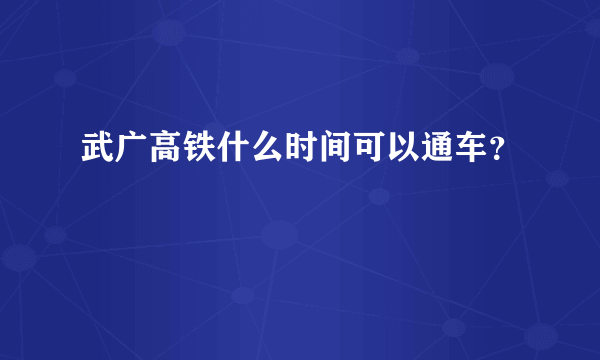 武广高铁什么时间可以通车？