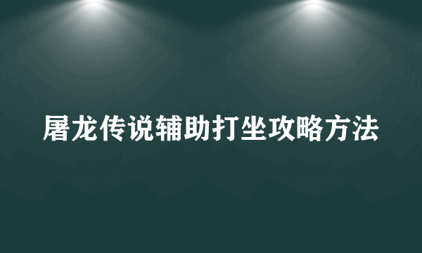 屠龙传说辅助打坐攻略方法