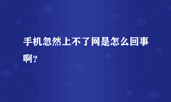 手机忽然上不了网是怎么回事啊？