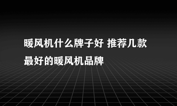 暖风机什么牌子好 推荐几款最好的暖风机品牌