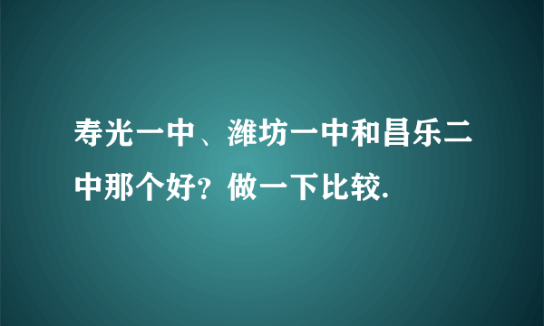 寿光一中、潍坊一中和昌乐二中那个好？做一下比较.