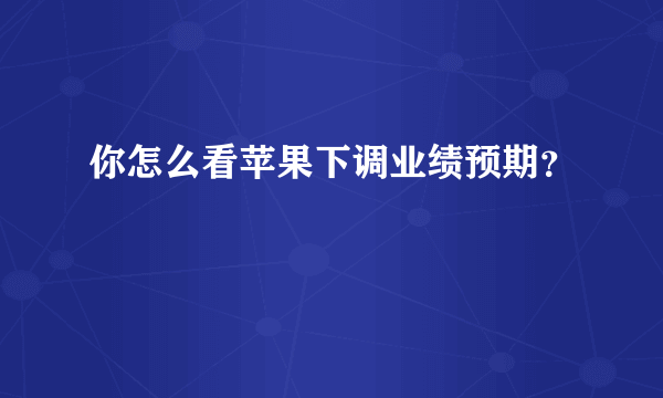 你怎么看苹果下调业绩预期？