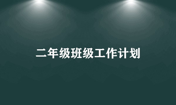 二年级班级工作计划