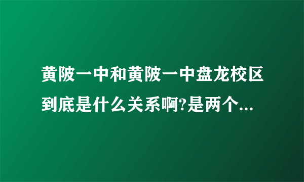 黄陂一中和黄陂一中盘龙校区到底是什么关系啊?是两个学校还是说黄陂1中搬到盘龙城了啊？