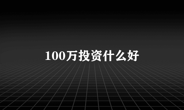 100万投资什么好