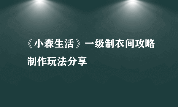 《小森生活》一级制衣间攻略 制作玩法分享