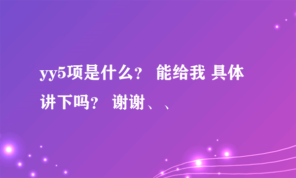 yy5项是什么？ 能给我 具体讲下吗？ 谢谢、、