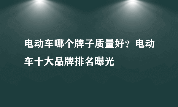 电动车哪个牌子质量好？电动车十大品牌排名曝光