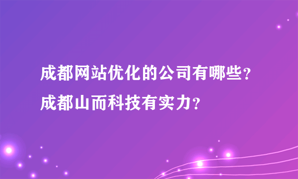 成都网站优化的公司有哪些？成都山而科技有实力？