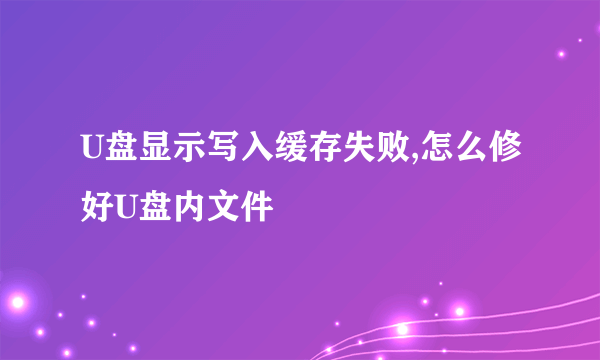 U盘显示写入缓存失败,怎么修好U盘内文件