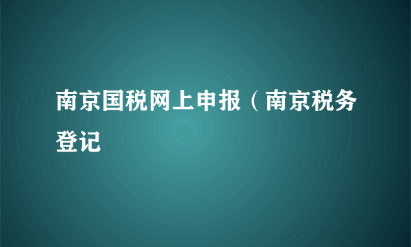 南京国税网上申报（南京税务登记