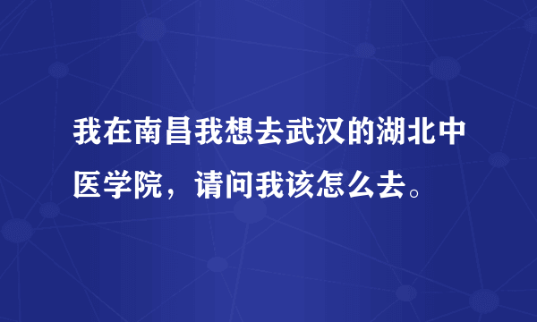 我在南昌我想去武汉的湖北中医学院，请问我该怎么去。