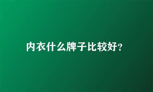 内衣什么牌子比较好？