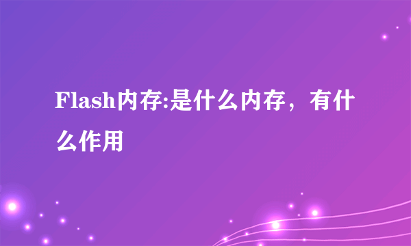 Flash内存:是什么内存，有什么作用