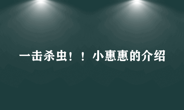 一击杀虫！！小惠惠的介绍