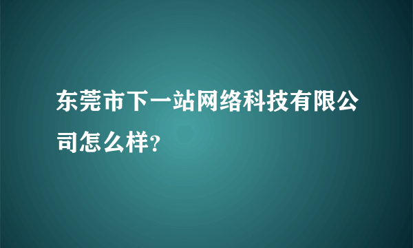 东莞市下一站网络科技有限公司怎么样？