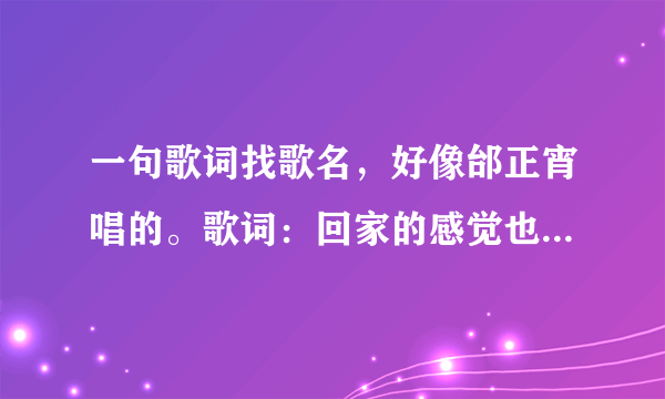 一句歌词找歌名，好像邰正宵唱的。歌词：回家的感觉也........心中的思念，还是相同的地方！谢谢