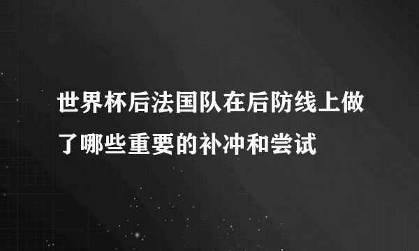 世界杯后法国队在后防线上做了哪些重要的补冲和尝试