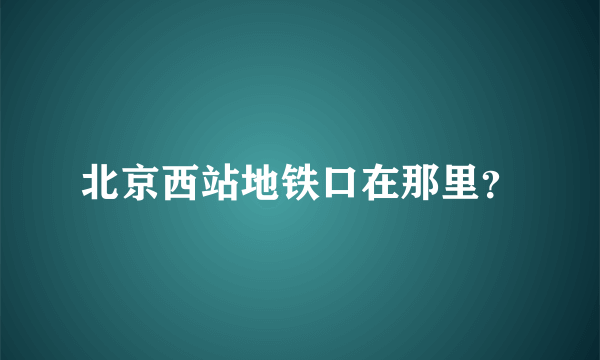 北京西站地铁口在那里？