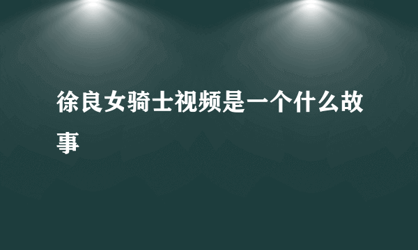 徐良女骑士视频是一个什么故事