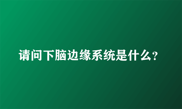 请问下脑边缘系统是什么？