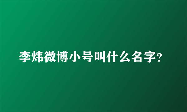 李炜微博小号叫什么名字？