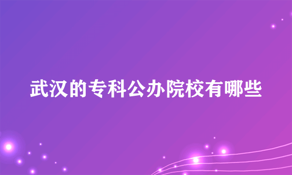 武汉的专科公办院校有哪些