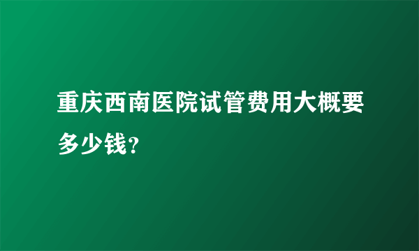 重庆西南医院试管费用大概要多少钱？