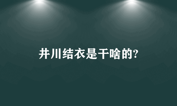 井川结衣是干啥的?