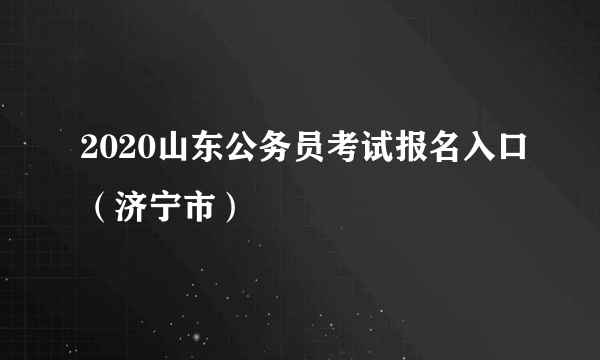 2020山东公务员考试报名入口（济宁市）