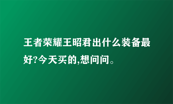 王者荣耀王昭君出什么装备最好?今天买的,想问问。