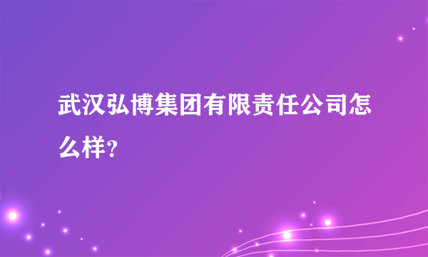 武汉弘博集团有限责任公司怎么样？