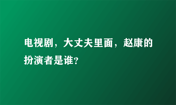 电视剧，大丈夫里面，赵康的扮演者是谁？