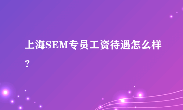 上海SEM专员工资待遇怎么样？