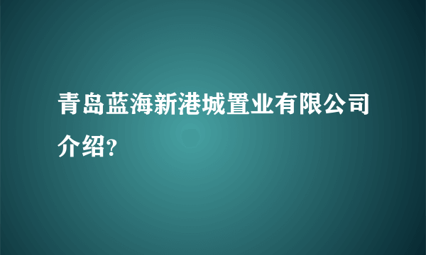 青岛蓝海新港城置业有限公司介绍？