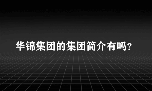 华锦集团的集团简介有吗？