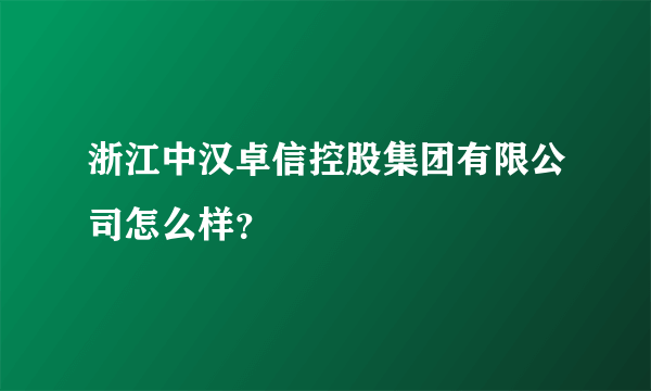 浙江中汉卓信控股集团有限公司怎么样？