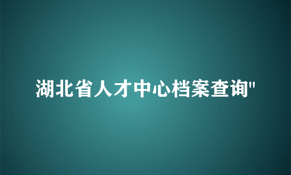 湖北省人才中心档案查询