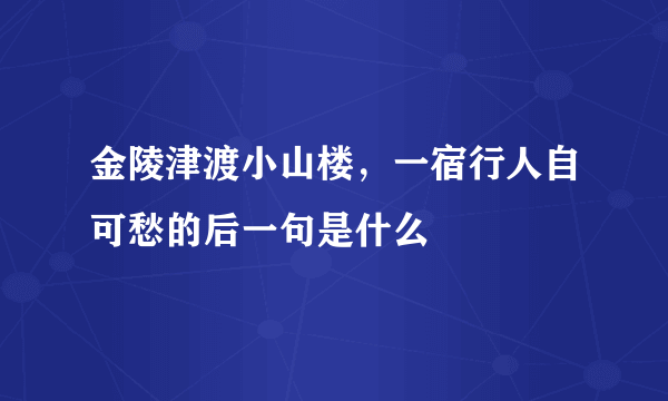 金陵津渡小山楼，一宿行人自可愁的后一句是什么