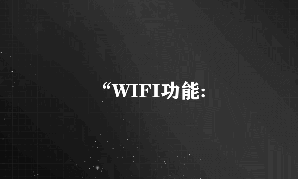 “WIFI功能: