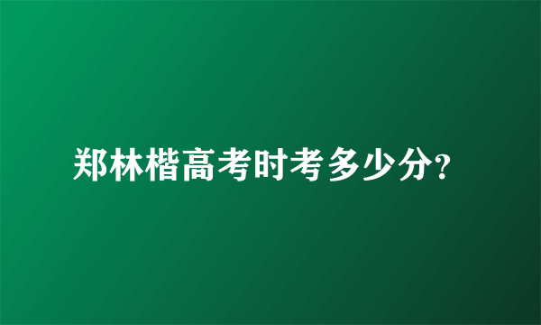 郑林楷高考时考多少分？