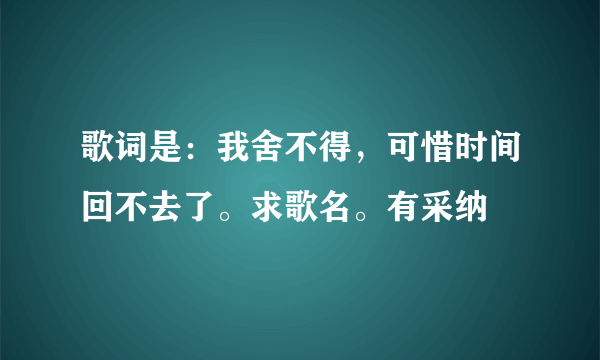 歌词是：我舍不得，可惜时间回不去了。求歌名。有采纳