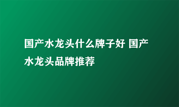 国产水龙头什么牌子好 国产水龙头品牌推荐