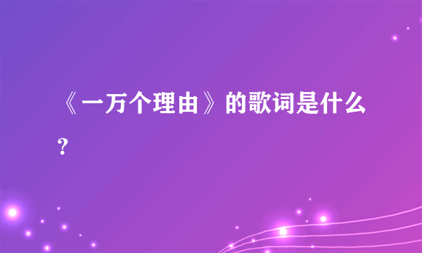 《一万个理由》的歌词是什么？