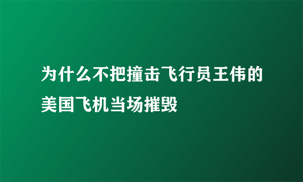 为什么不把撞击飞行员王伟的美国飞机当场摧毁