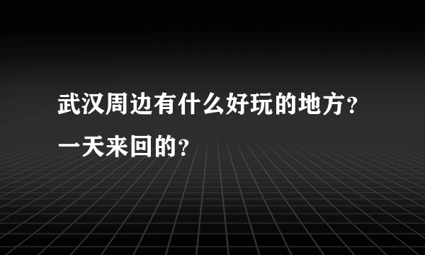 武汉周边有什么好玩的地方？一天来回的？