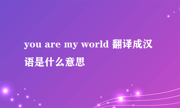 you are my world 翻译成汉语是什么意思