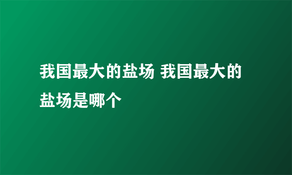 我国最大的盐场 我国最大的盐场是哪个