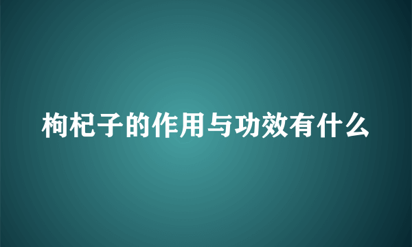 枸杞子的作用与功效有什么