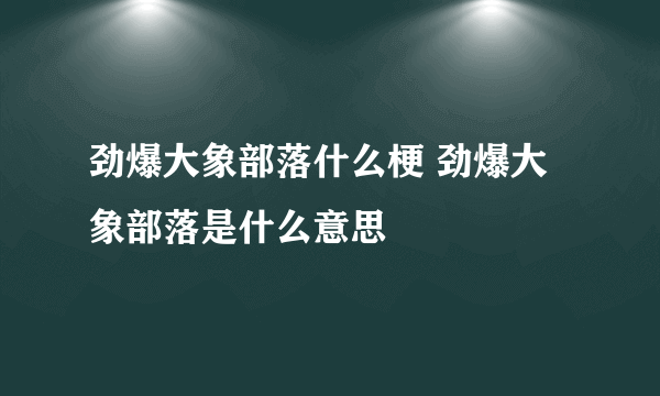 劲爆大象部落什么梗 劲爆大象部落是什么意思